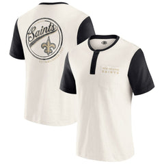 Fanatics New Orleans Saints Darius Rucker Collection Henley Colorblock Slub Pocket T-Shirt Cream