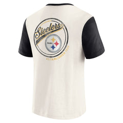 Fanatics Pittsburgh Steelers Darius Rucker Collection Henley Colorblock Slub Pocket T-Shirt Cream