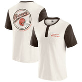 Fanatics Cleveland Browns Darius Rucker Collection Henley Colorblock Slub Pocket T-Shirt Cream