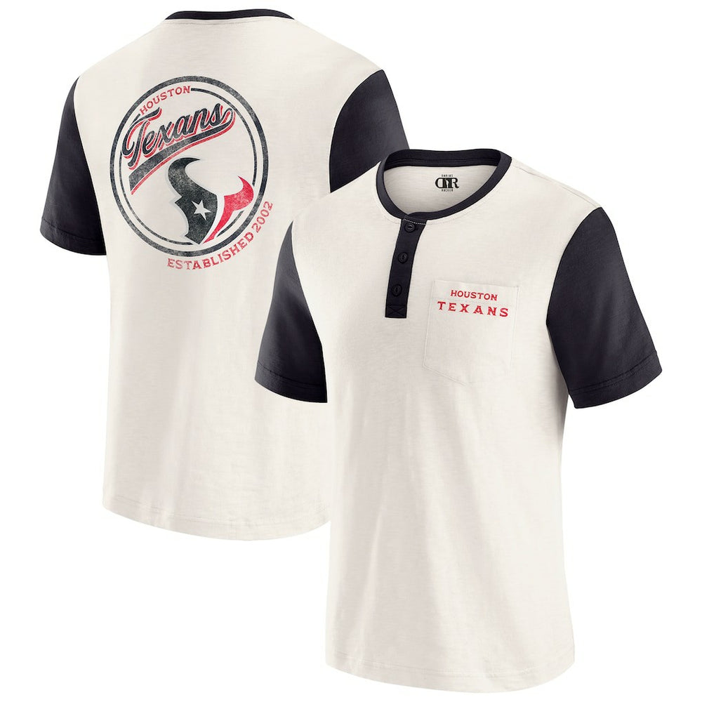 Fanatics Houston Texans Darius Rucker Collection Henley Colorblock Slub Pocket T-Shirt Cream