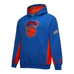 New York Knicks Hardwood Classics Team Origins Fleece Pullover Hoodie Blue | Mitchell & Ness US