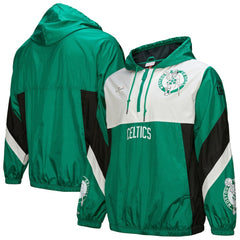 Boston Celtics Hardwood Classics Team Origins Anorak Quarter-Zip Windbreaker Jacket Kelly Green | Mitchell & Ness discount