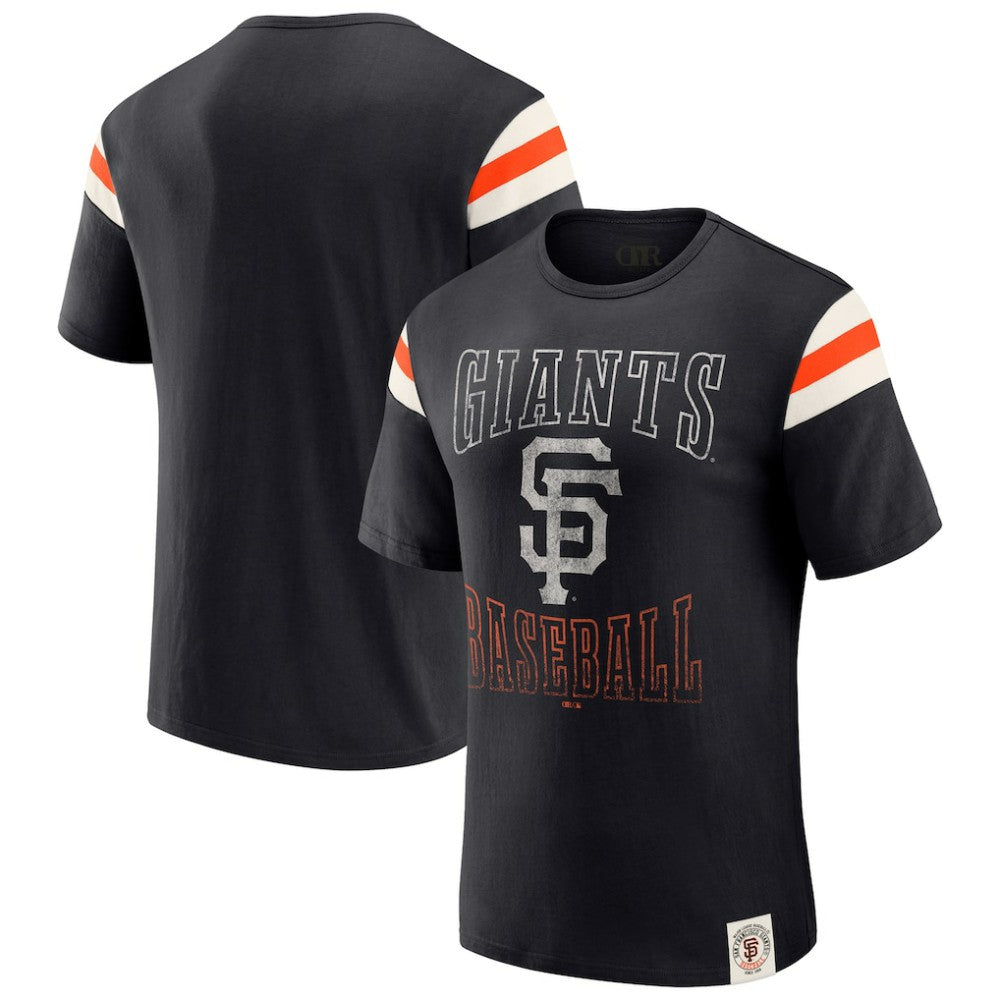 San Francisco Giants Darius Rucker Collection by Fanatics Distressed Sleeve Stripe T-Shirt - Black - Fanatics on Sale