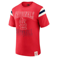 St. Louis Cardinals Darius Rucker Collection by Fanatics Distressed Sleeve Stripe T-Shirt - Red - Fanatics Sale