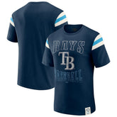Tampa Bay Rays Darius Rucker Collection by Fanatics Distressed Sleeve Stripe T-Shirt - Navy - Fanatics Online