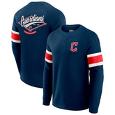 Cleveland Guardians Darius Rucker Collection by Fanatics Waffle-Knit Raglan Long Sleeve Henley T-Shirt - Navy - Fanatics Discount