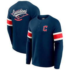 Cleveland Guardians Darius Rucker Collection by Fanatics Waffle-Knit Raglan Long Sleeve Henley T-Shirt - Navy - Fanatics Discount