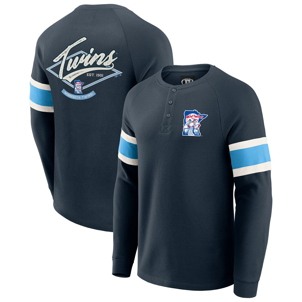 Minnesota Twins Darius Rucker Collection by Fanatics Waffle-Knit Raglan Long Sleeve Henley T-Shirt - Navy - Fanatics Online