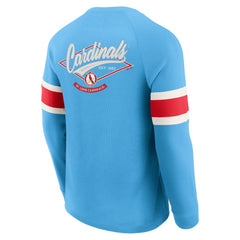St. Louis Cardinals Darius Rucker Collection by Fanatics Waffle-Knit Raglan Long Sleeve Henley T-Shirt - Light Blue - Fanatics Lifestyle