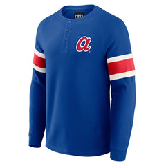 Atlanta Braves Darius Rucker Collection by Fanatics Waffle-Knit Raglan Long Sleeve Henley T-Shirt - Royal - Fanatics on Sale