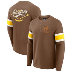 San Diego Padres Darius Rucker Collection by Fanatics Waffle-Knit Raglan Long Sleeve Henley T-Shirt - Brown - Fanatics Discount