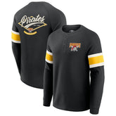 Pittsburgh Pirates Darius Rucker Collection by Fanatics Waffle-Knit Raglan Long Sleeve Henley T-Shirt - Black - Fanatics Sale