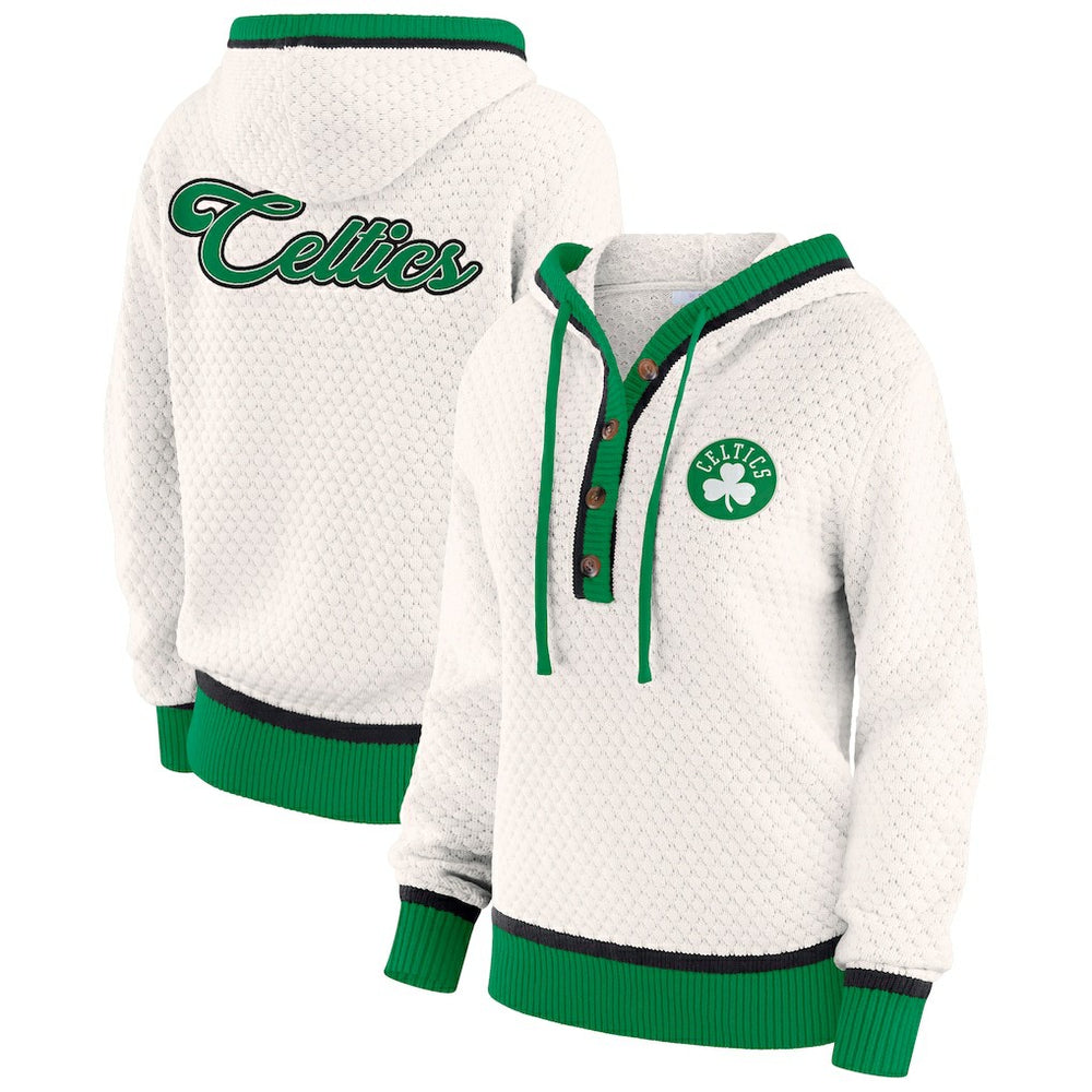 Boston Celtics WEAR by Erin Andrews Women's Plus Size Hoodie Sweater Cream