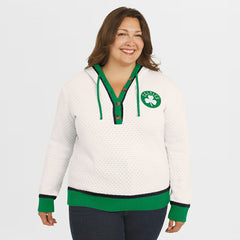 Boston Celtics WEAR by Erin Andrews Women's Plus Size Hoodie Sweater Cream