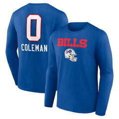 Keon Coleman Buffalo Bills Team Wordmark Name & Number Long Sleeve T-Shirt Royal