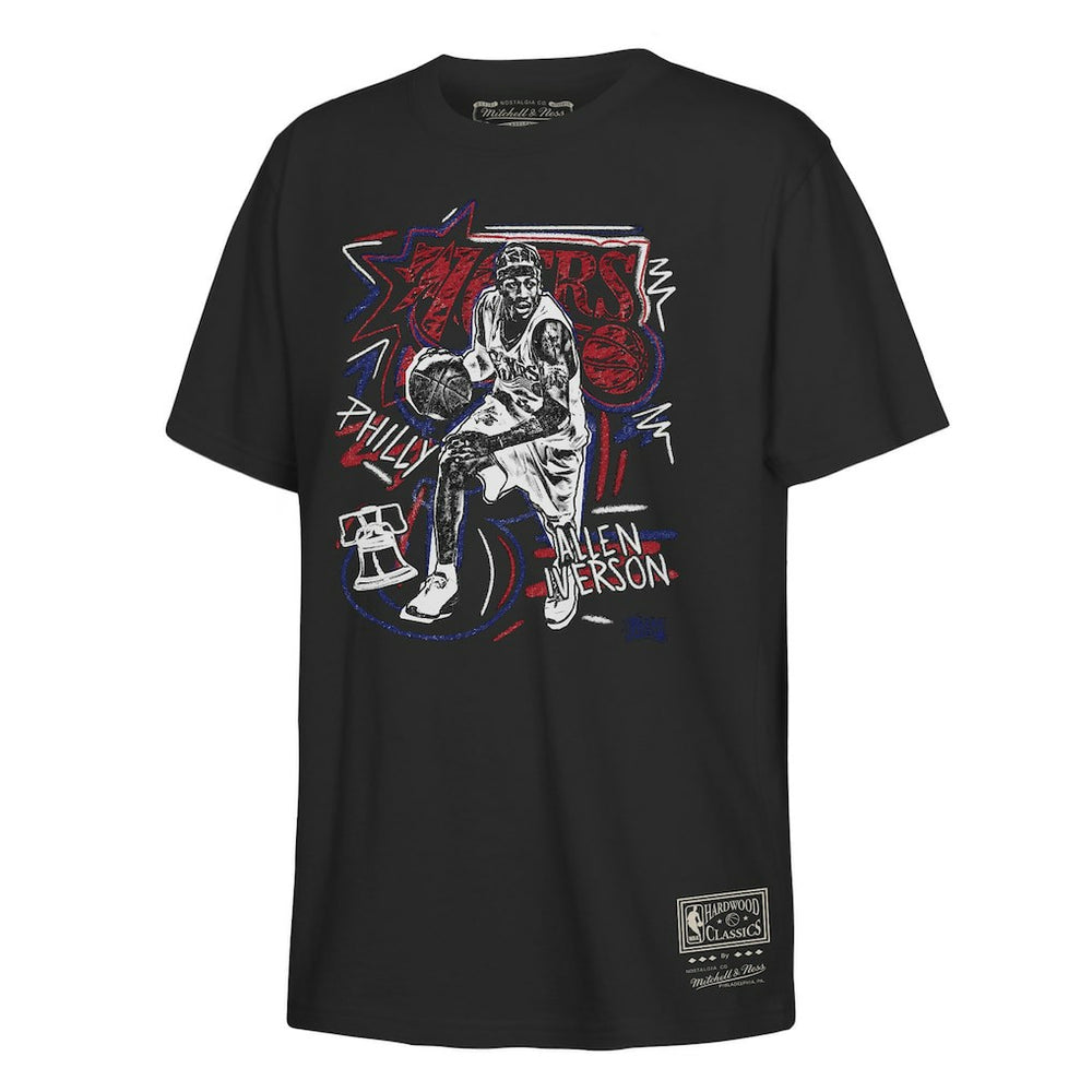 Allen Iverson Philadelphia 76ers Youth Chalked Up T-Shirt Black | Mitchell & Ness Lifestyle