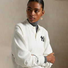 Yankees Polo Ralph Lauren Fleece Polo - White - MLB Discount