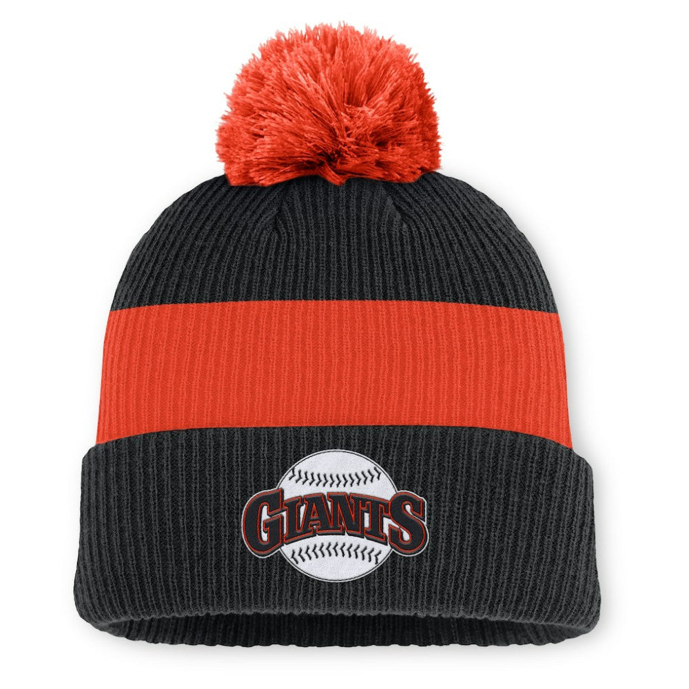 San Francisco Giants Nike Cooperstown Collection Peak Standard Cuffed Knit Hat with Pom - Black/Orange - Nike Online