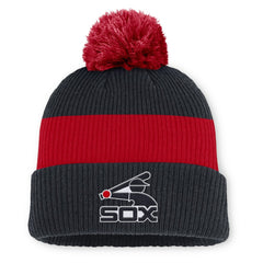 Chicago White Sox Nike Cooperstown Collection Peak Standard Cuffed Knit Hat with Pom - Navy/Red - Nike Lifestyle