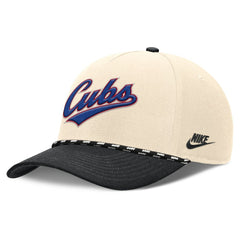 Chicago Cubs Nike Cooperstown Collection Rise Adjustable Hat - Natural/Black - Nike on Sale
