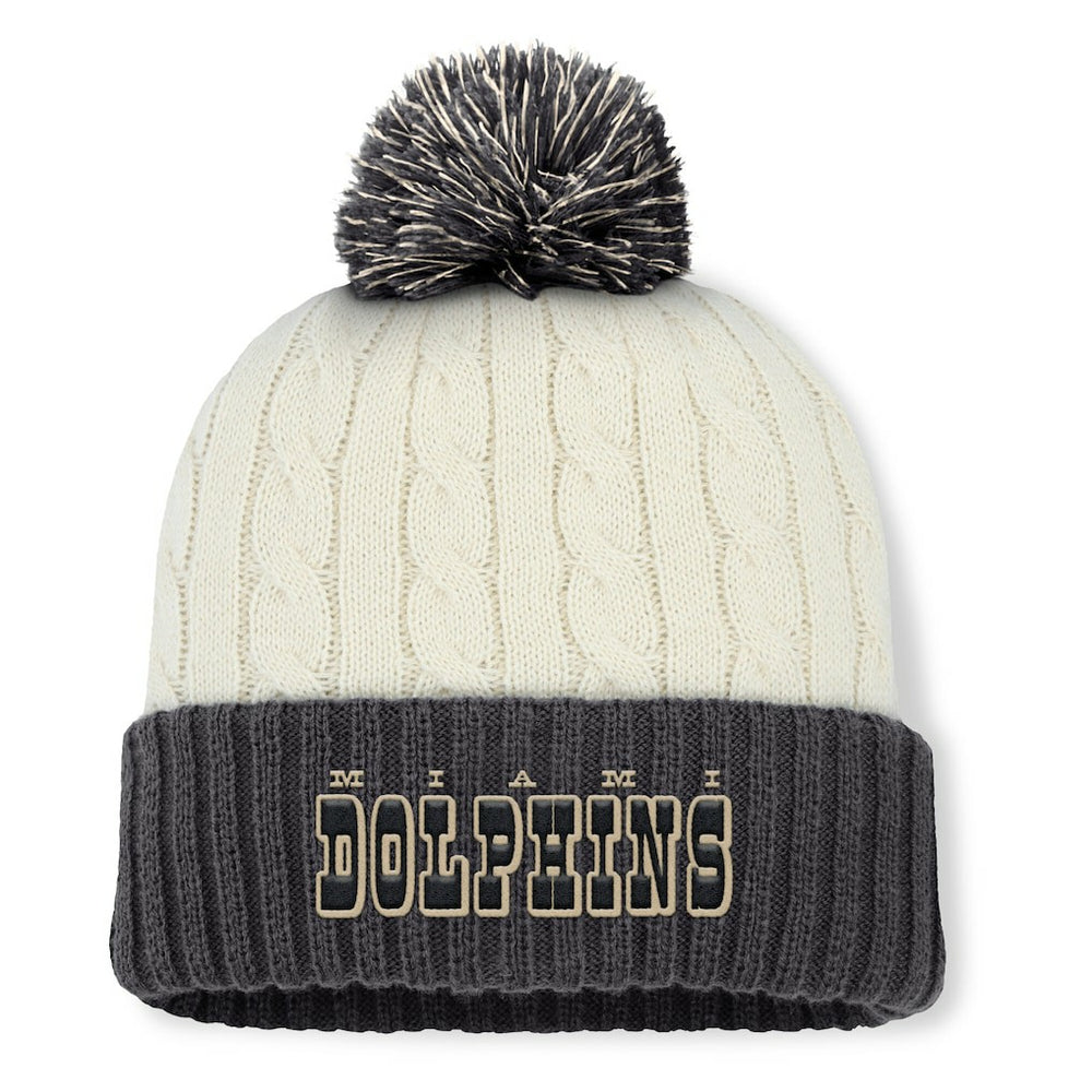 Fanatics Miami Dolphins Women's Coaxial Cuffed Knit Hat with Pom Cream