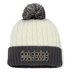 Fanatics Miami Dolphins Women's Coaxial Cuffed Knit Hat with Pom Cream