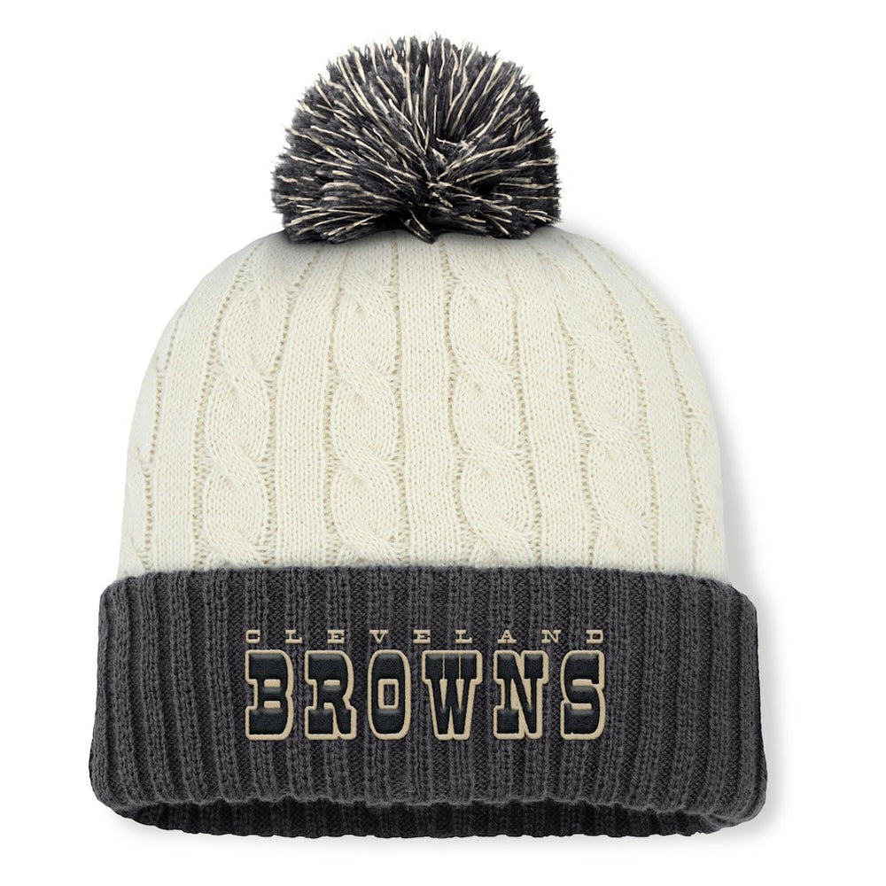 Fanatics Cleveland Browns Women's Coaxial Cuffed Knit Hat with Pom Cream