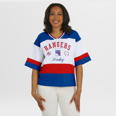 New York Rangers WEAR by Erin Andrews Women's Jersey Style Tee - Blue/White - NHL 202830838