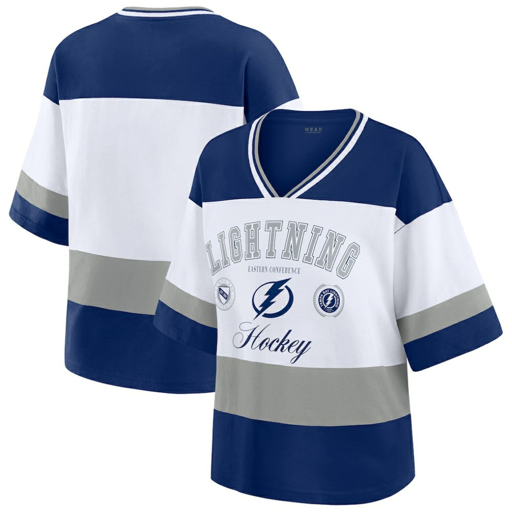 Tampa Bay Lightning WEAR by Erin Andrews Women's Jersey Style Tee - Blue/White - NHL 202830842