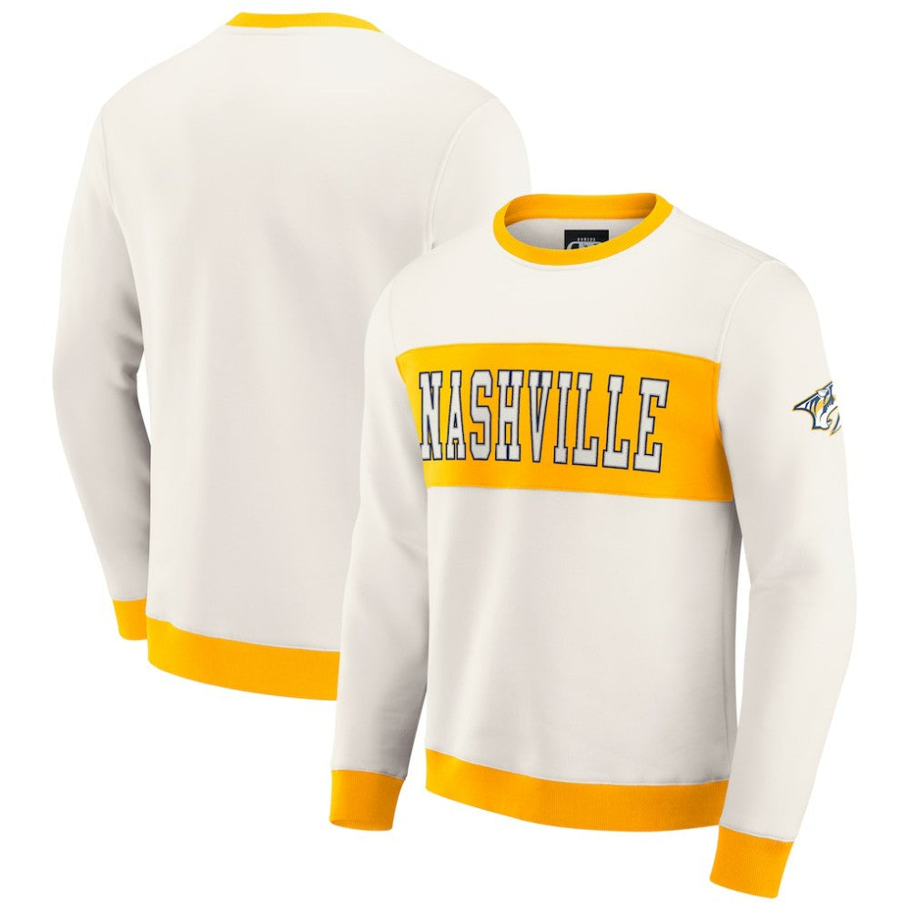 Nashville Predators Darius Rucker Collection by Fanatics Colorblock Pullover Sweatshirt - Cream - NHL 202831247