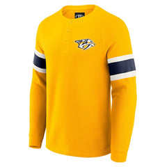 Nashville Predators Darius Rucker Collection by Fanatics Waffle-Knit Raglan Long Sleeve Henley T-Shirt - Gold - NHL 202831283