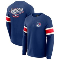 New York Rangers Darius Rucker Collection by Fanatics Waffle-Knit Raglan Long Sleeve Henley T-Shirt - Navy - NHL 202831284