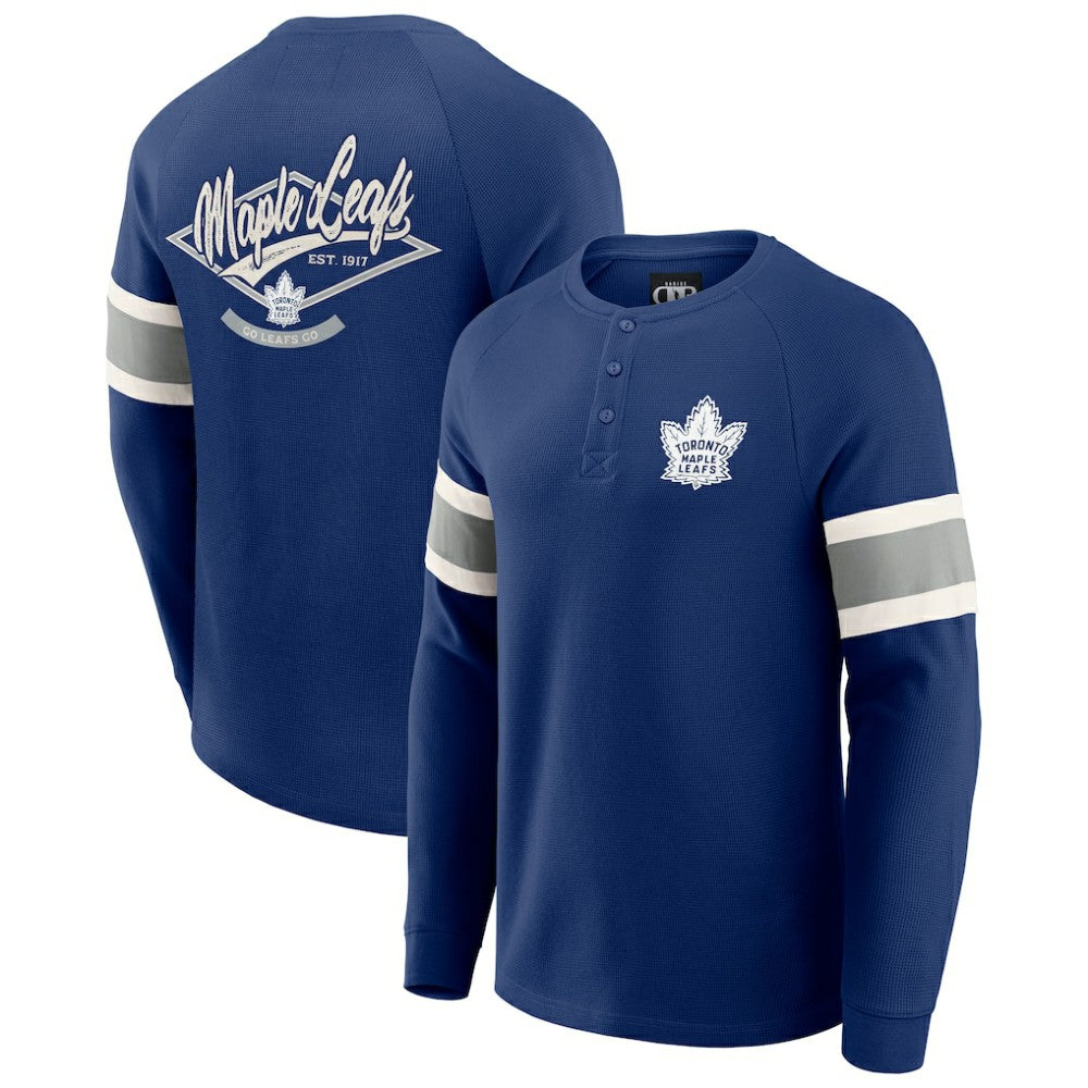 Toronto Maple Leafs Darius Rucker Collection by Fanatics Waffle-Knit Raglan Long Sleeve Henley T-Shirt - Navy - NHL 202831289