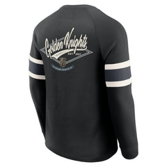 Vegas Golden Knights Darius Rucker Collection by Fanatics Waffle-Knit Raglan Long Sleeve Henley T-Shirt - Black - NHL 202831291