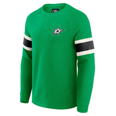 Dallas Stars Darius Rucker Collection by Fanatics Waffle-Knit Raglan Long Sleeve Henley T-Shirt - Green - NHL 202831294