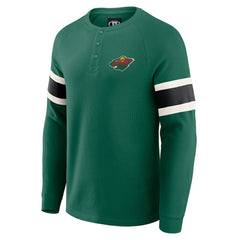 Minnesota Wild Darius Rucker Collection by Fanatics Waffle-Knit Raglan Long Sleeve Henley T-Shirt - Green - NHL 202831298
