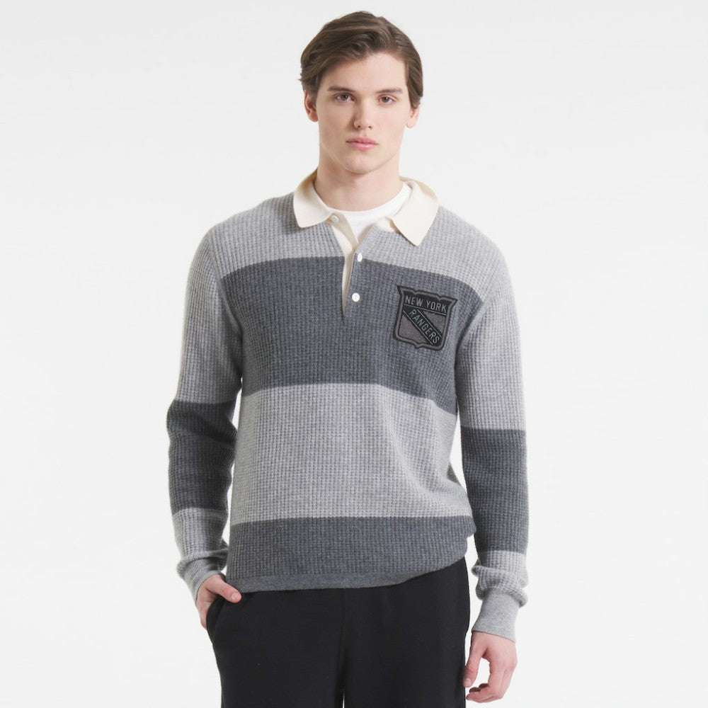 New York Rangers Todd Snyder by Fanatics Cashmere Rugby Sweater - Athletic Heather Gray - NHL 202846124