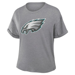 Fanatics Philadelphia Eagles Women's Tribute Tri-Blend Boxy T-Shirt Heather Gray