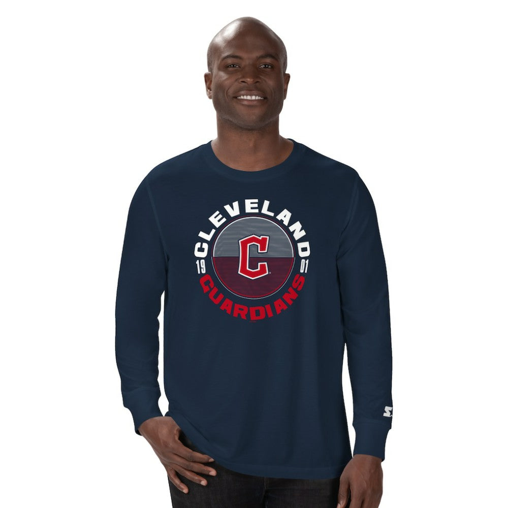 Cleveland Guardians Starter Halftime Long Sleeve T-Shirt - Navy - MLB on Sale
