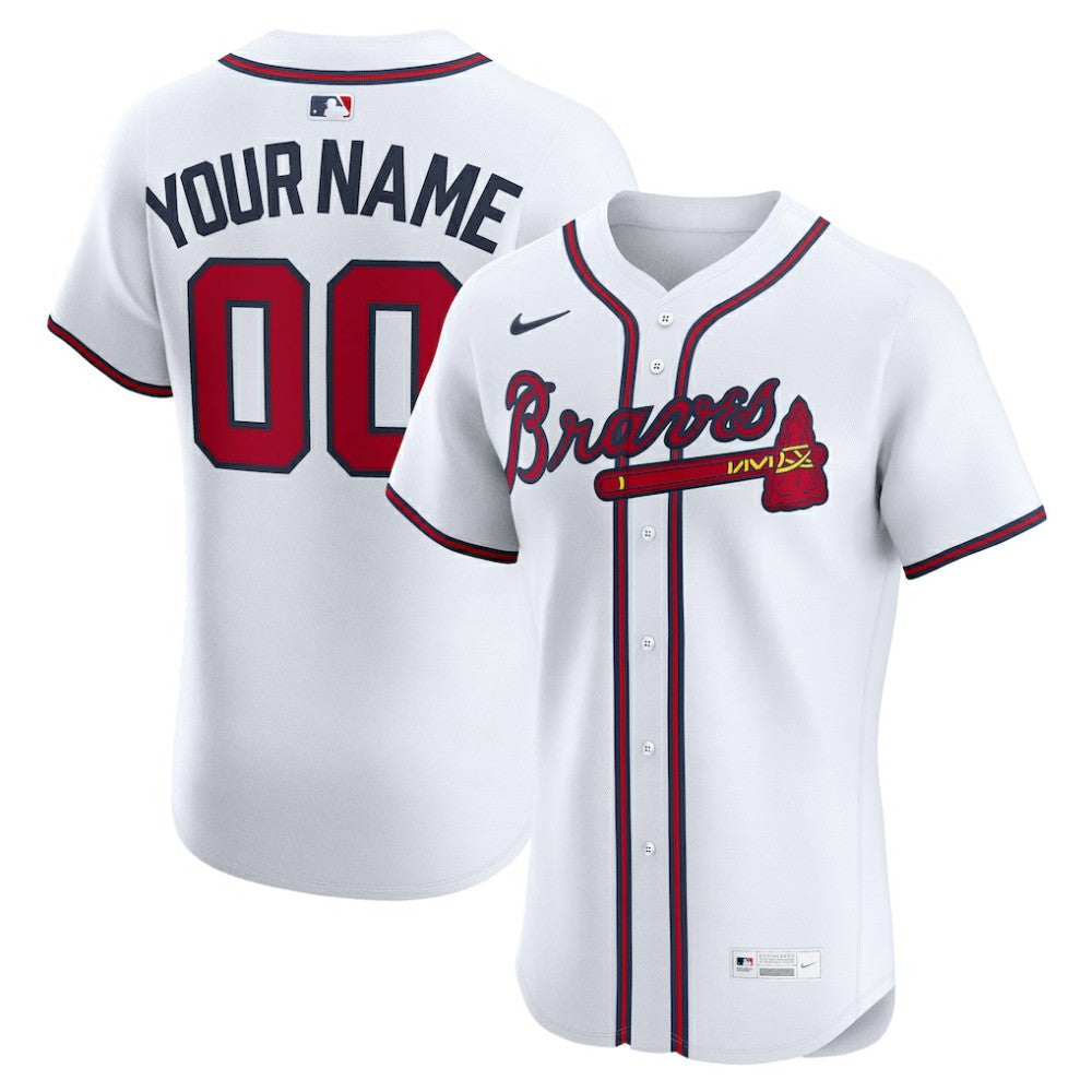 Atlanta Braves Nike Home Elite Custom Jersey - White - Nike Sale