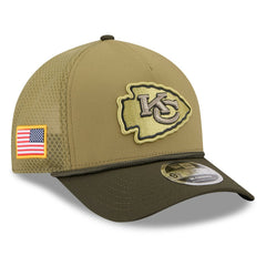 Kansas City Chiefs New Era Youth 2025 Salute to Service 9FORTY A-Frame Adjustable Hat Green/Dark Green