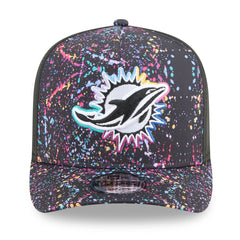 Miami Dolphins New Era 2025 NFL Crucial Catch A-Frame 9FIFTY Snapback Hat Black