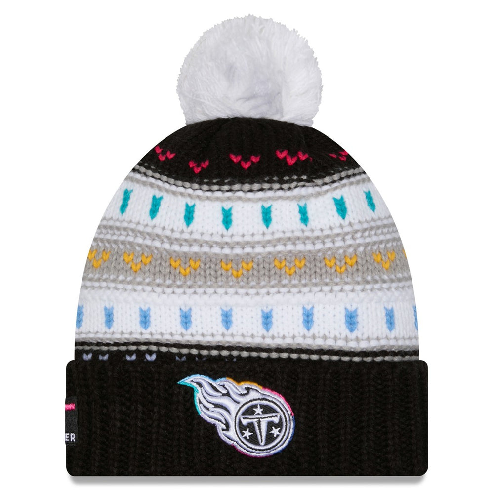 Tennessee Titans New Era Women's 2025 NFL Crucial Catch Cuffed Knit Hat with Pom Black
