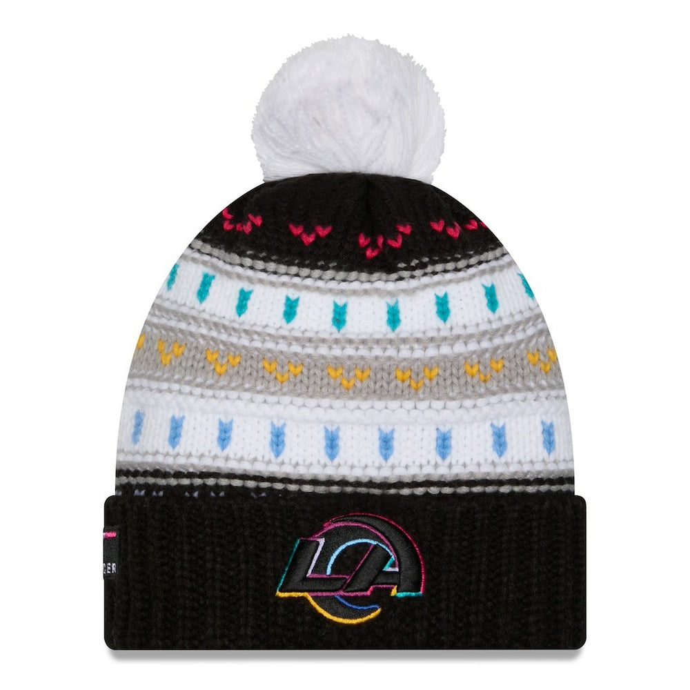 Los Angeles Rams New Era Women's 2025 NFL Crucial Catch Cuffed Knit Hat with Pom Black