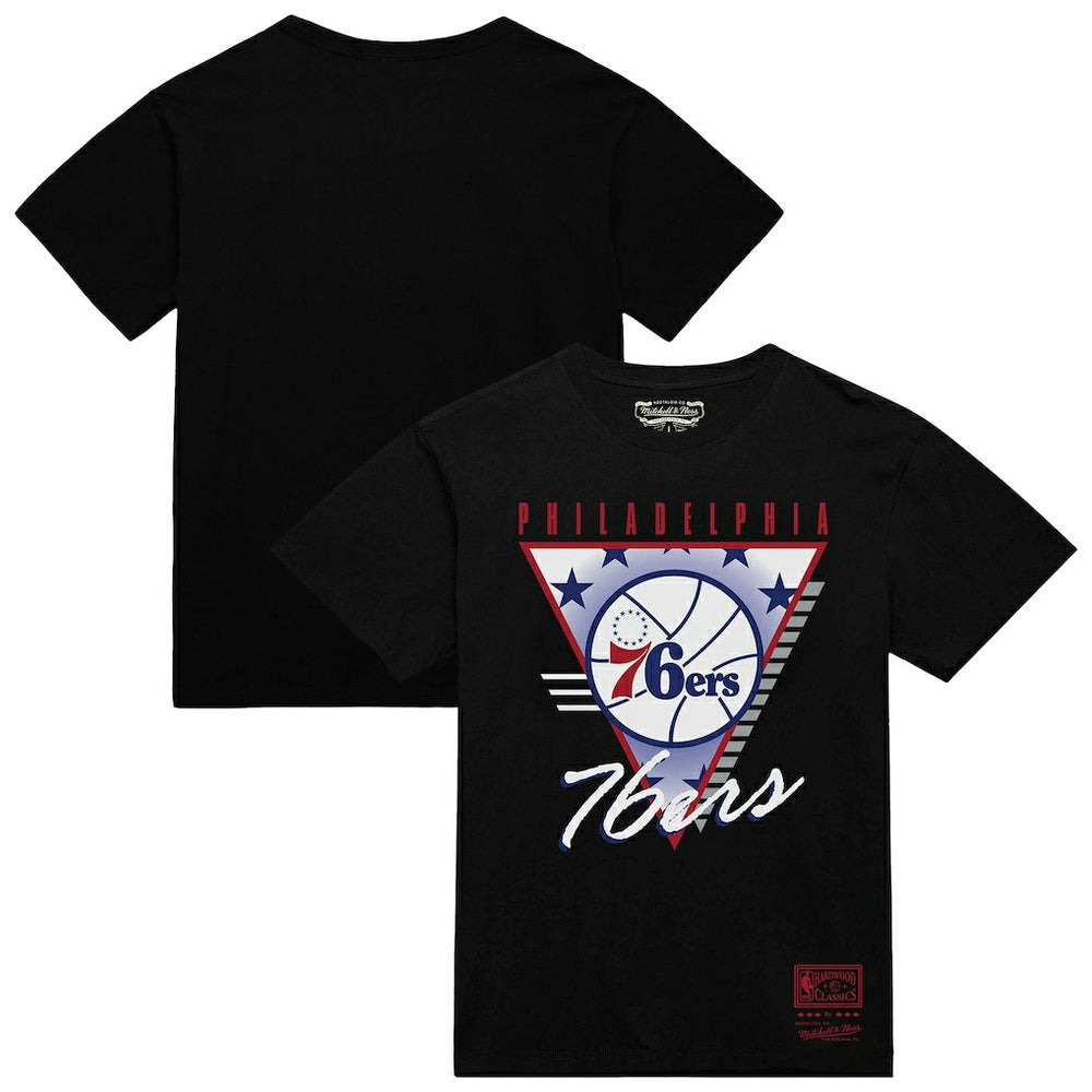 Philadelphia 76ers Worldwide Collection Tri-Logo T-Shirt Black | Mitchell & Ness US
