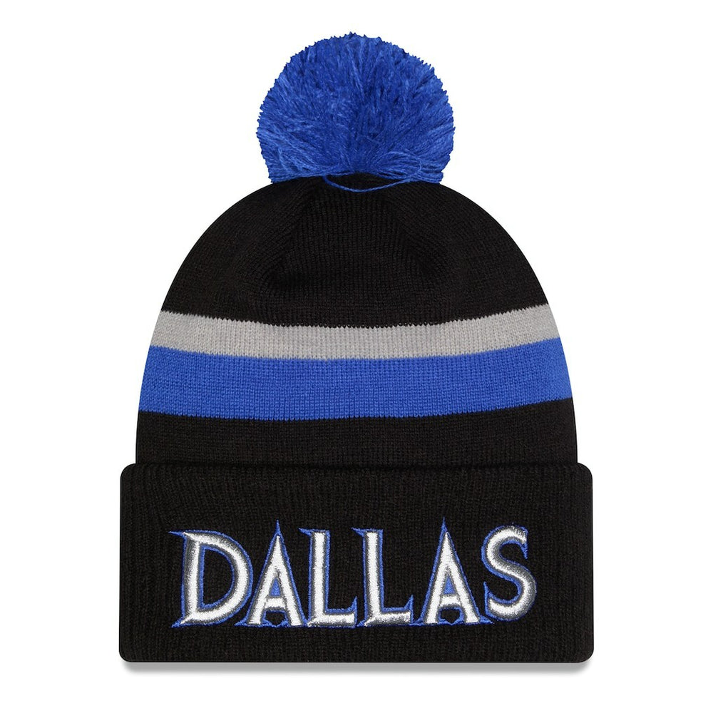 Dallas Mavericks 2025/26 City Edition Cuffed Knit Hat with Pom for sale Black/Blue | New Era online