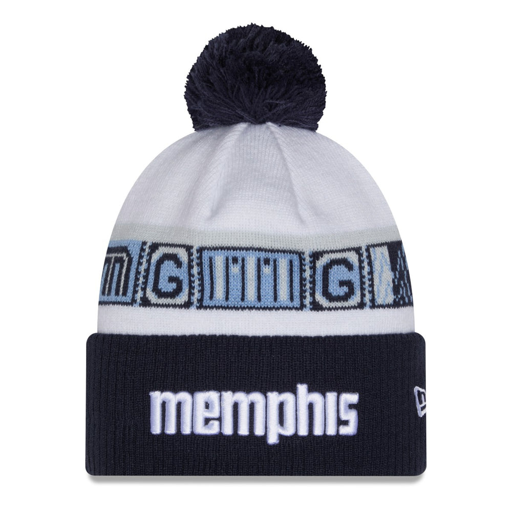 Memphis Grizzlies 2025/26 City Edition Cuffed Knit Hat with Pom Navy/White | New Era