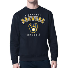 Milwaukee Brewers Starter Team Logo Fleece Pullover Sweatshirt - Navy - MLB Lifestyle