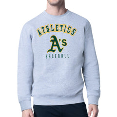 Athletics Starter Team Logo Fleece Pullover Sweatshirt - Gray - MLB Discount