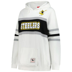 Mitchell & Ness Pittsburgh Steelers Women's Plus Size Head Coach Throwback Pullover Hoodie White